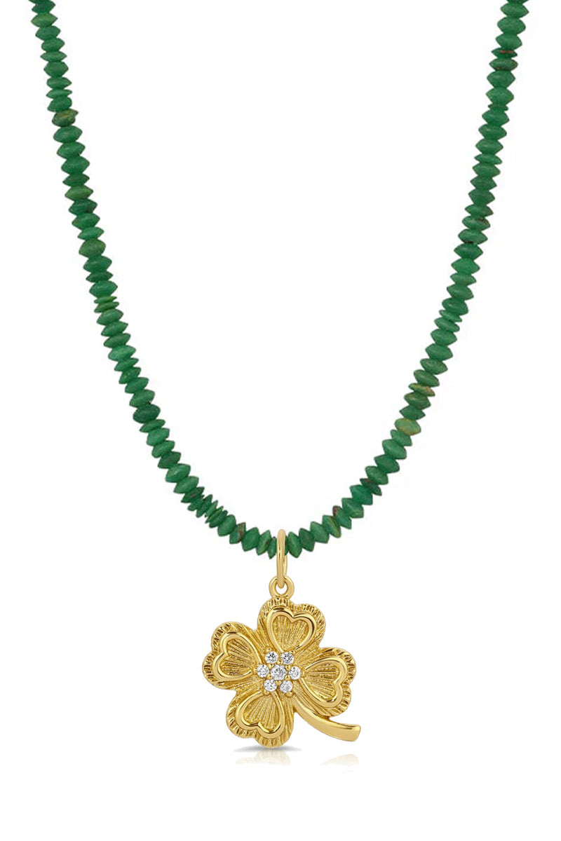 Lucky Clover Charm + Sidekick Green Howlite Necklace