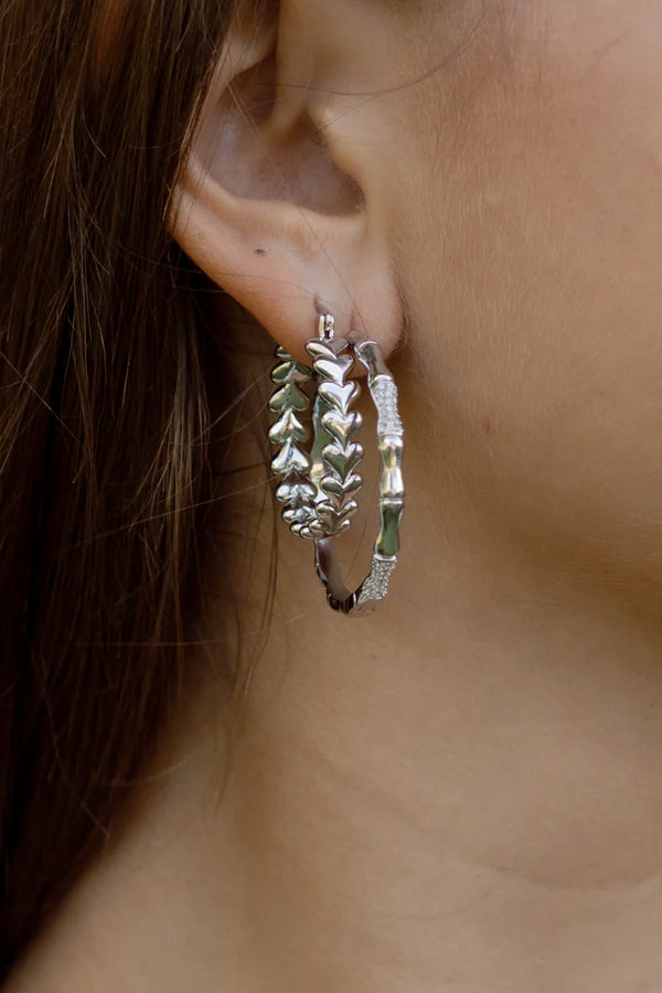 Mariah Silver Heart Hoop