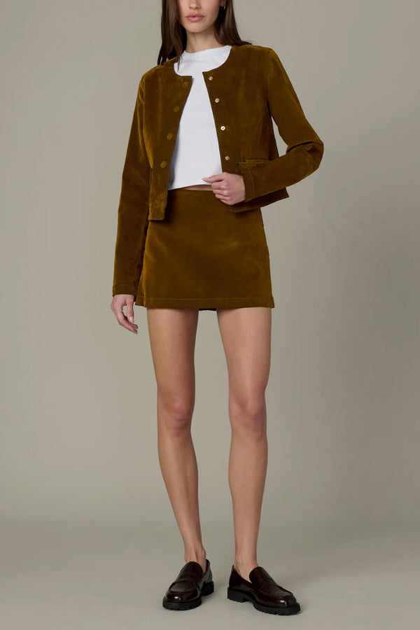 The Flocked Faux-Suede Mini Skirt