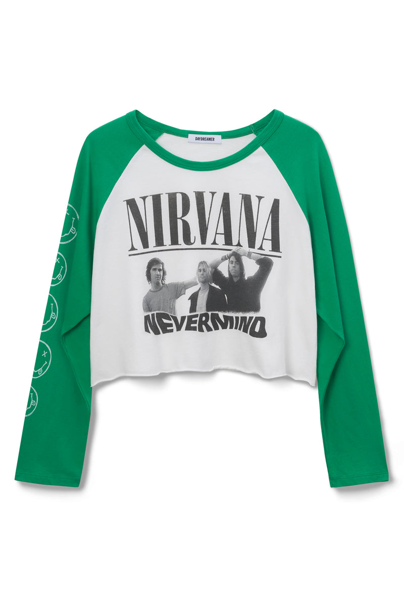 Nirvana Nevermind Crop Long Sleeve Raglan Tee
