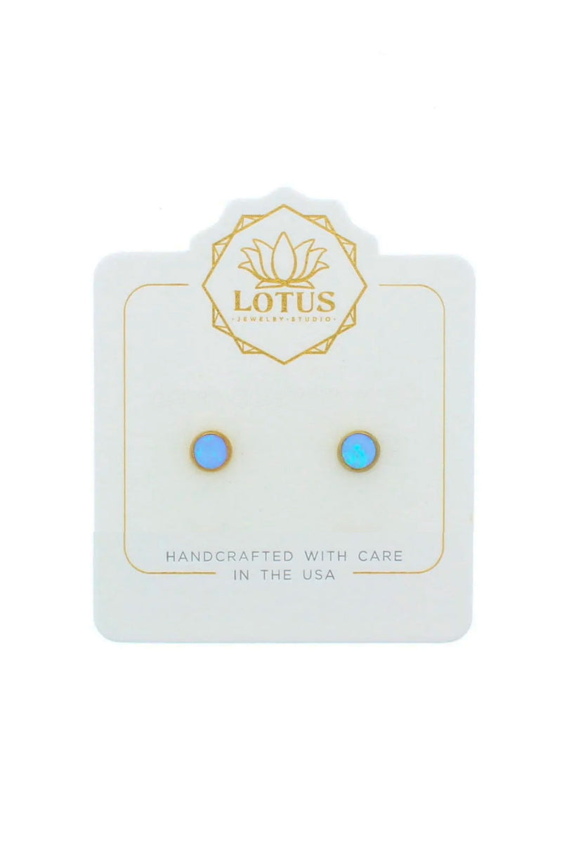 Gold Round Opal Studs