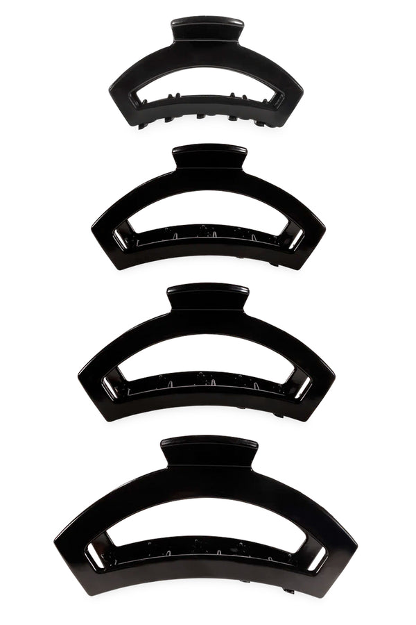 Open Jet Black Hair Clip - 4 sizes