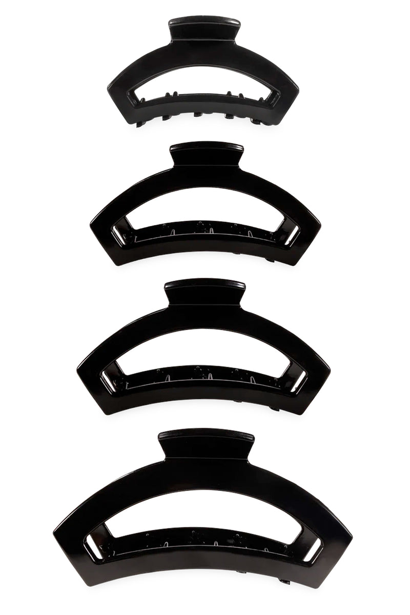 Open Jet Black Hair Clip - 4 sizes