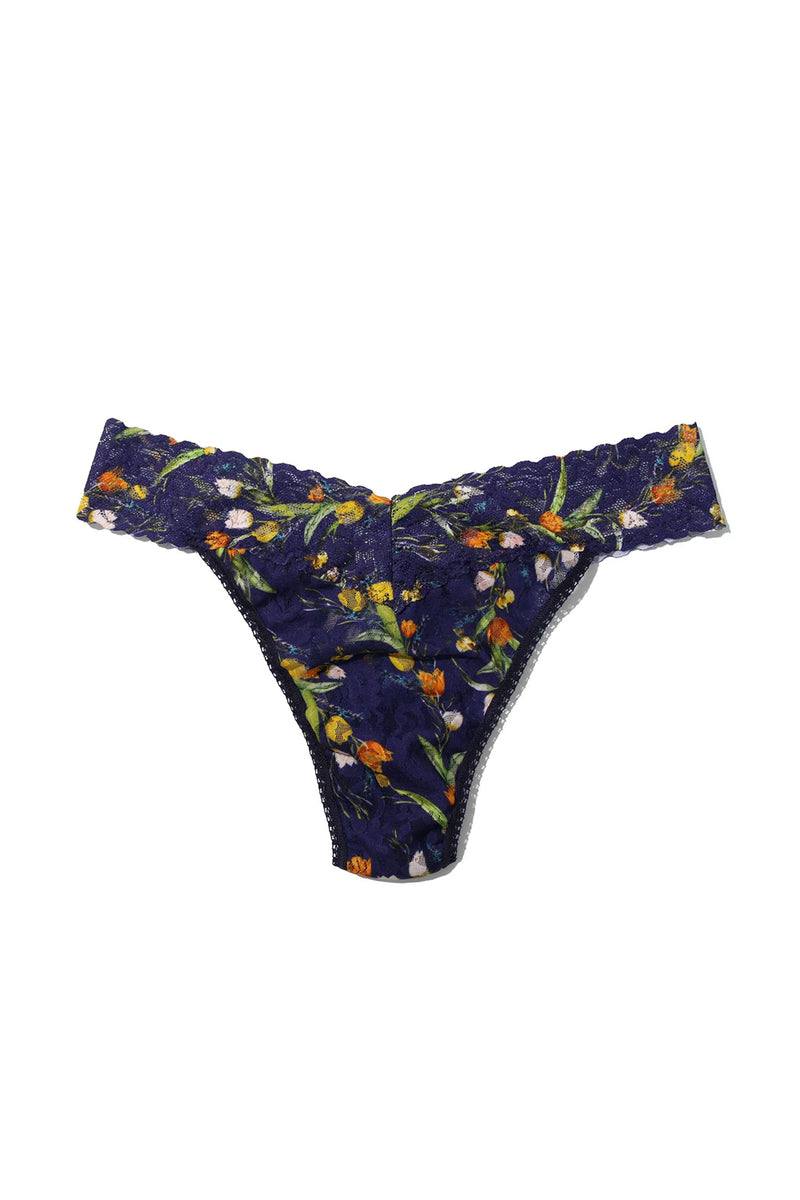 Printed Signature Lace Original Rise Thong - Central Park
