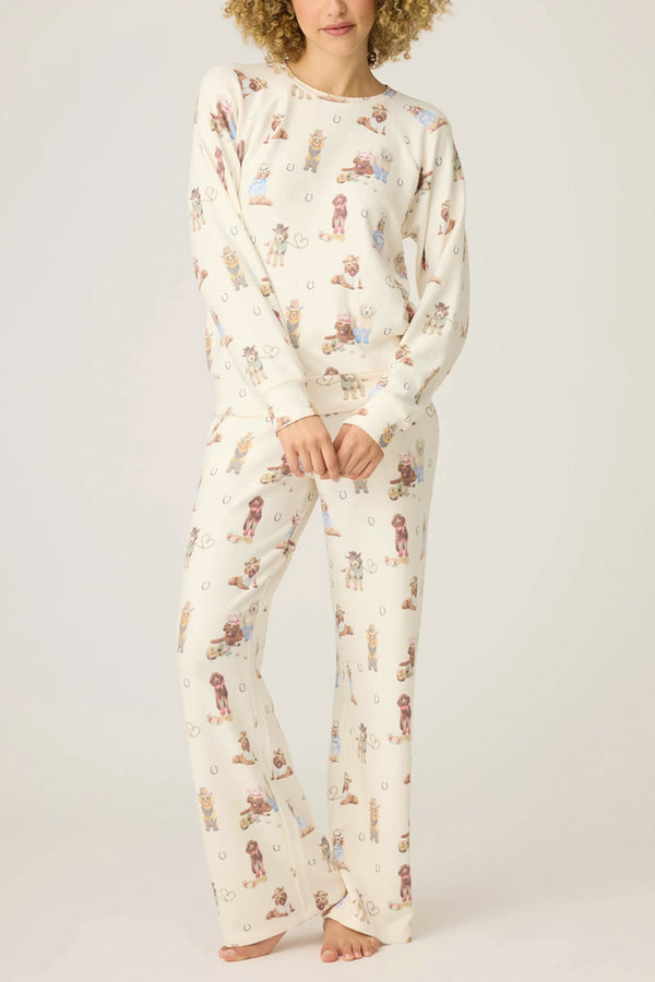 Ruff On The Range Dog Print Open Leg Pant