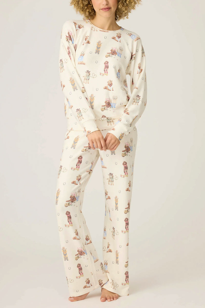 Ruff On The Range Dog Print Open Leg Pant