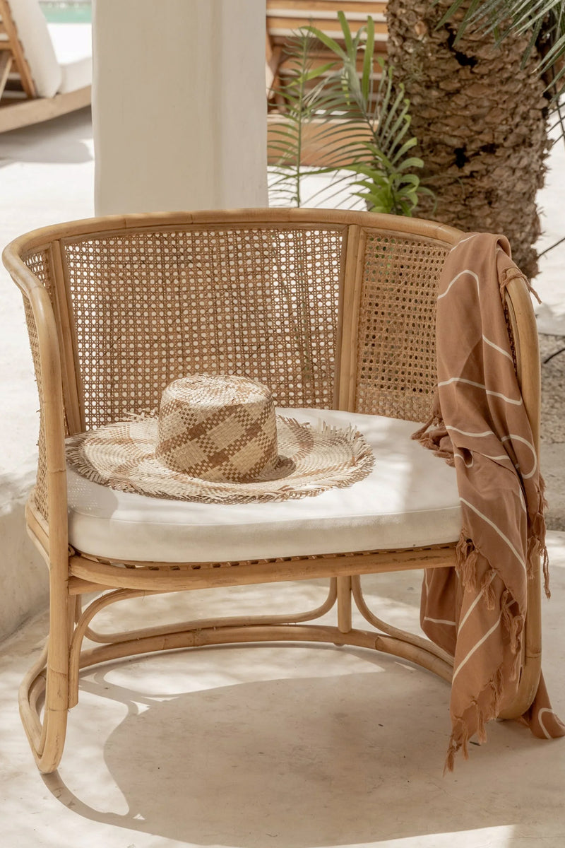 Plaid Patterned Natural Sun Hat