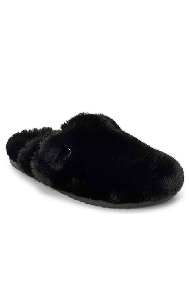 Portland Faux Fur Slippers - Black