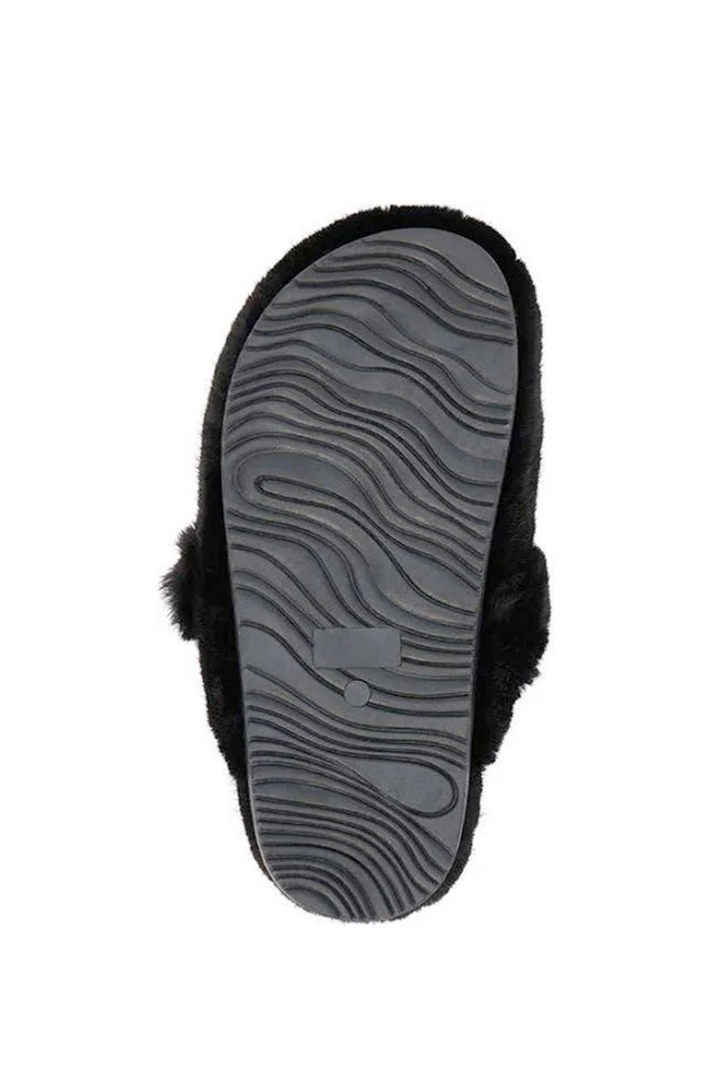 Portland Faux Fur Slippers - Black