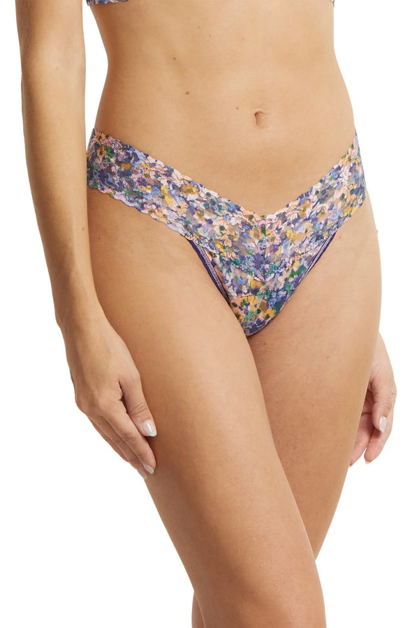 Printed Signature Lace Low Rise Thong - Staycation
