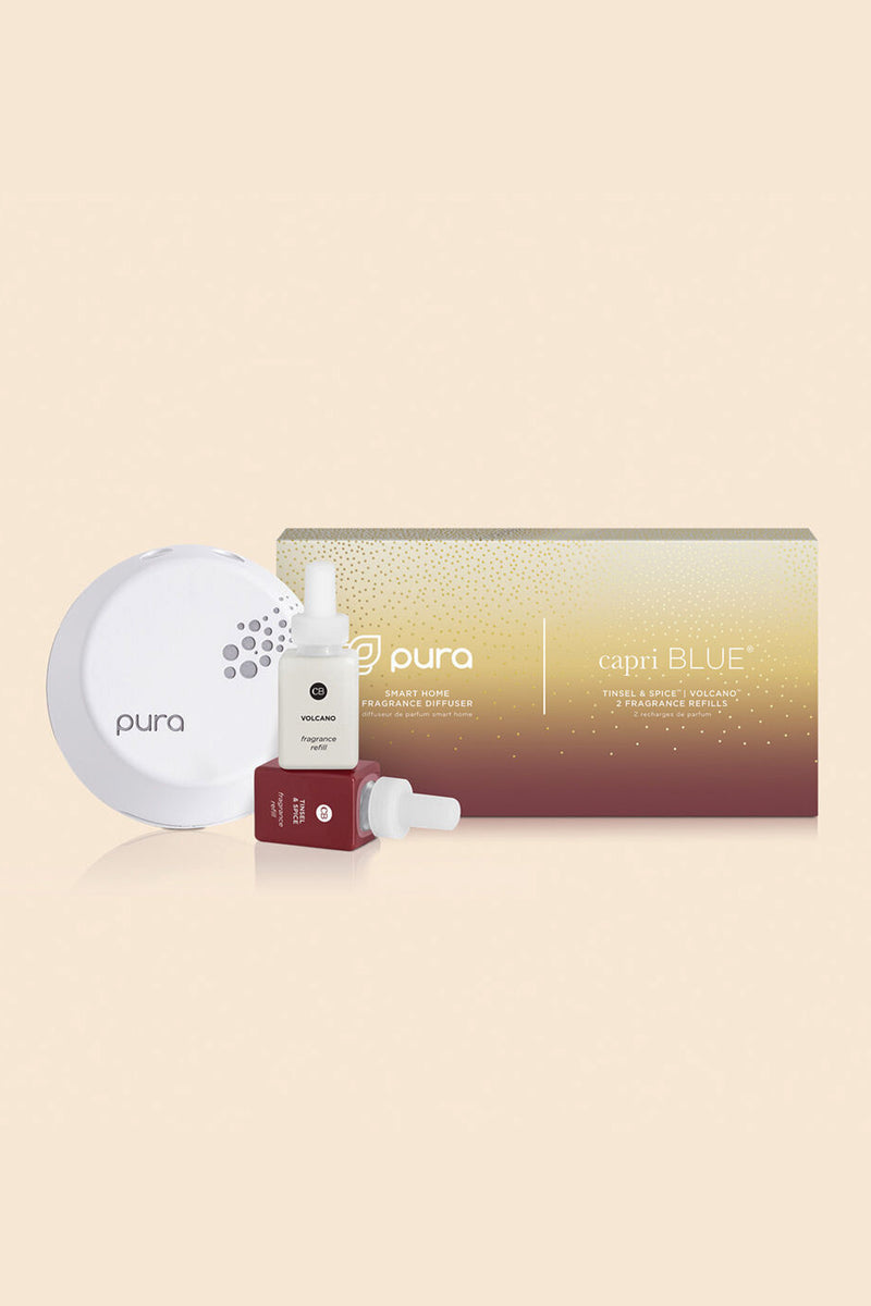 CB + Pura Smart Home Diffuser Kit, Tinsel & Spice & Volcano