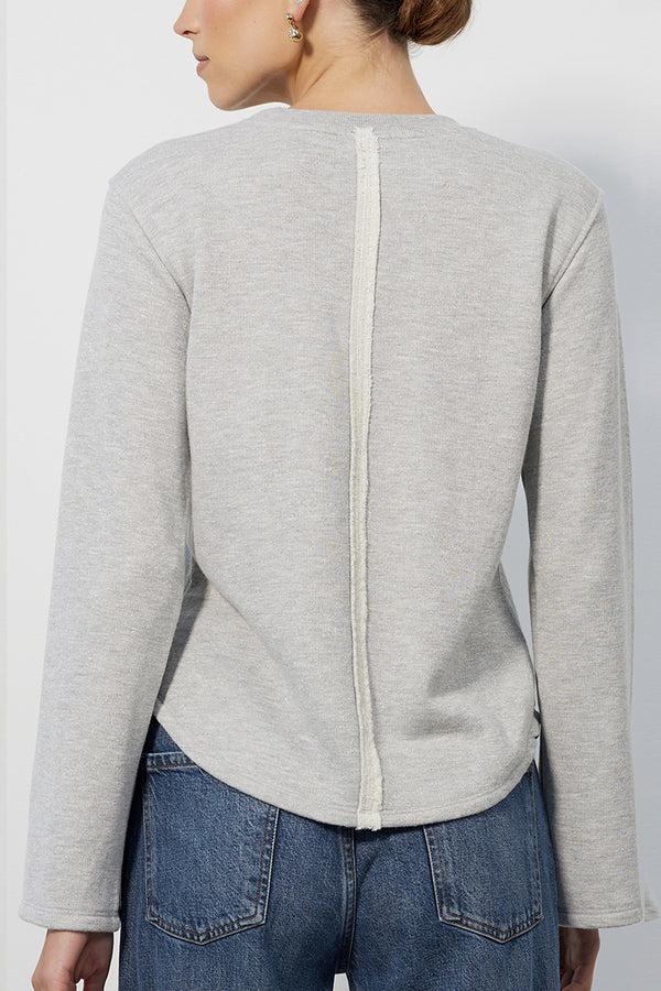 Raw Edge Bell Sleeve Pullover