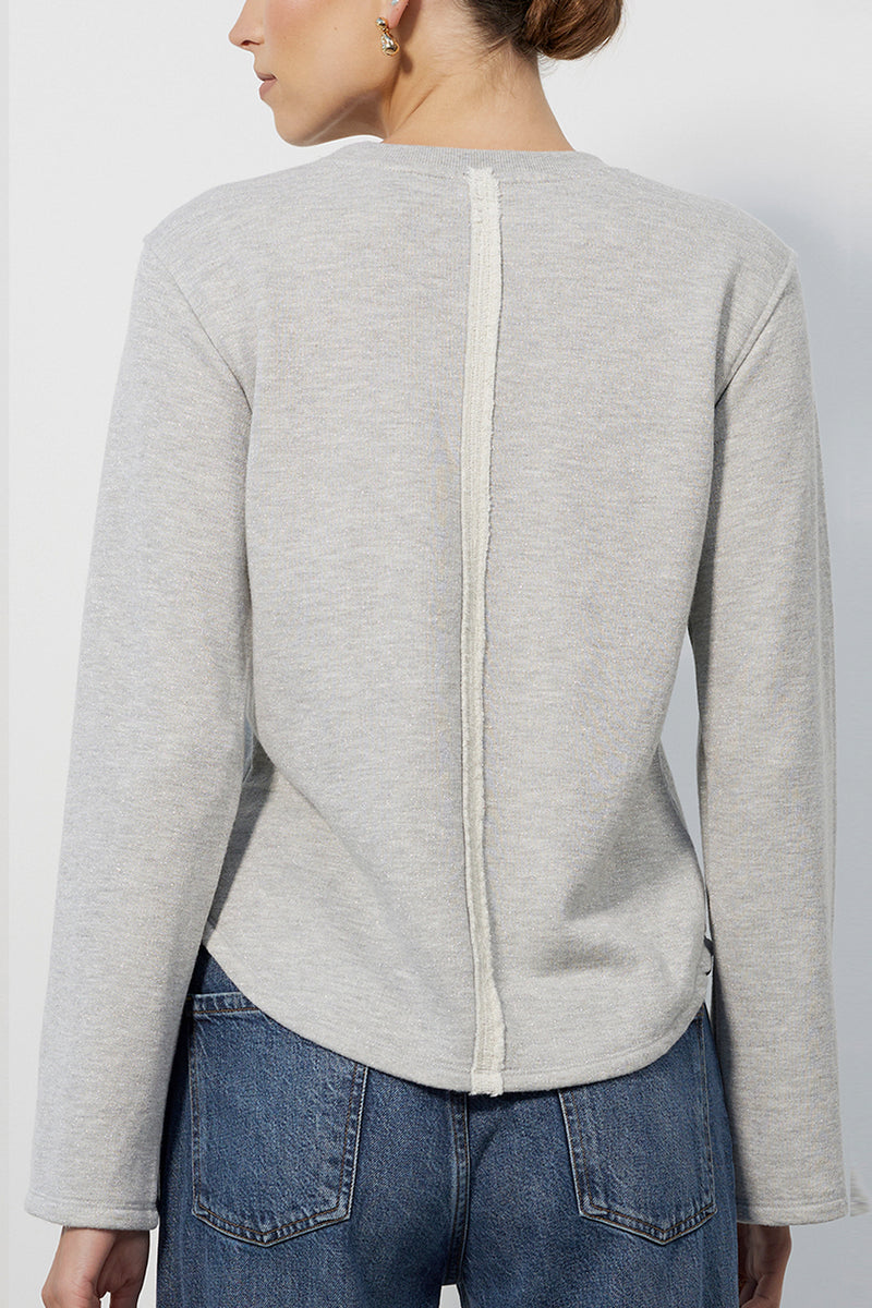 Raw Edge Bell Sleeve Pullover