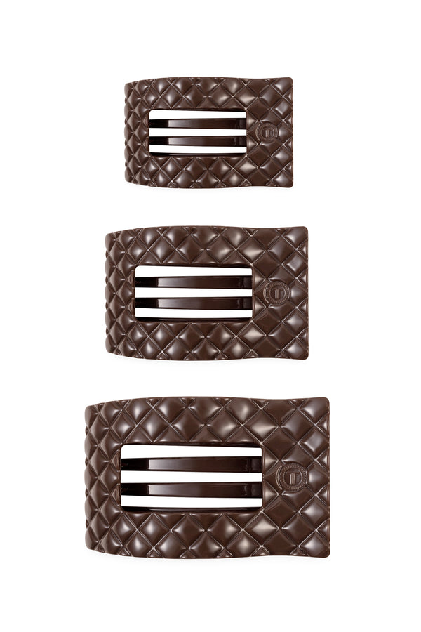Flat Rectangle Truly Taupe Quilted Clip - 3 sizes