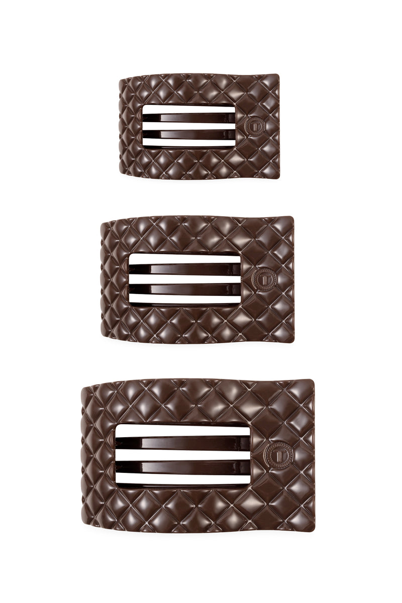 Flat Rectangle Truly Taupe Quilted Clip - 3 sizes
