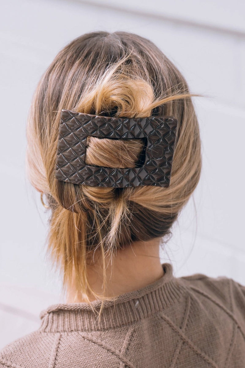 Flat Rectangle Truly Taupe Quilted Clip - 3 sizes