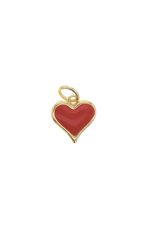 Gold Red Enamel Heart Charm