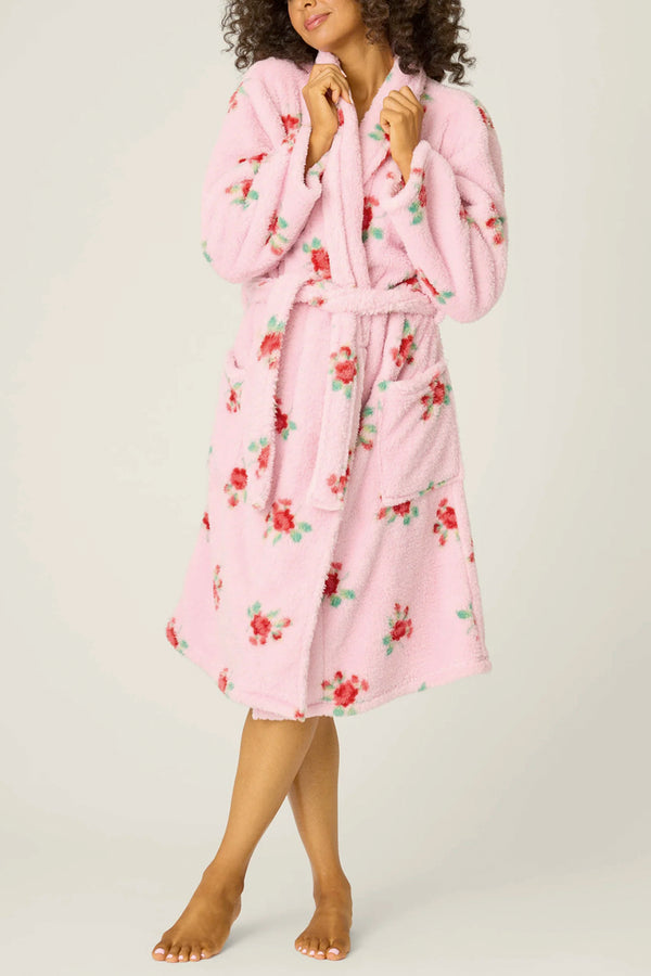 Rose Print Plush Robe