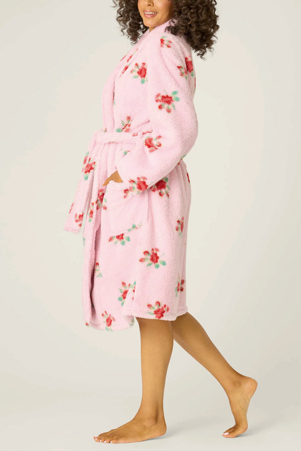Rose Print Plush Robe