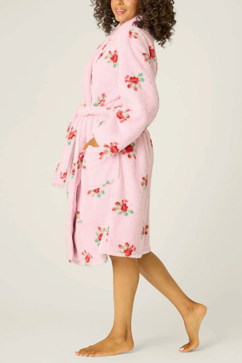 Rose Print Plush Robe