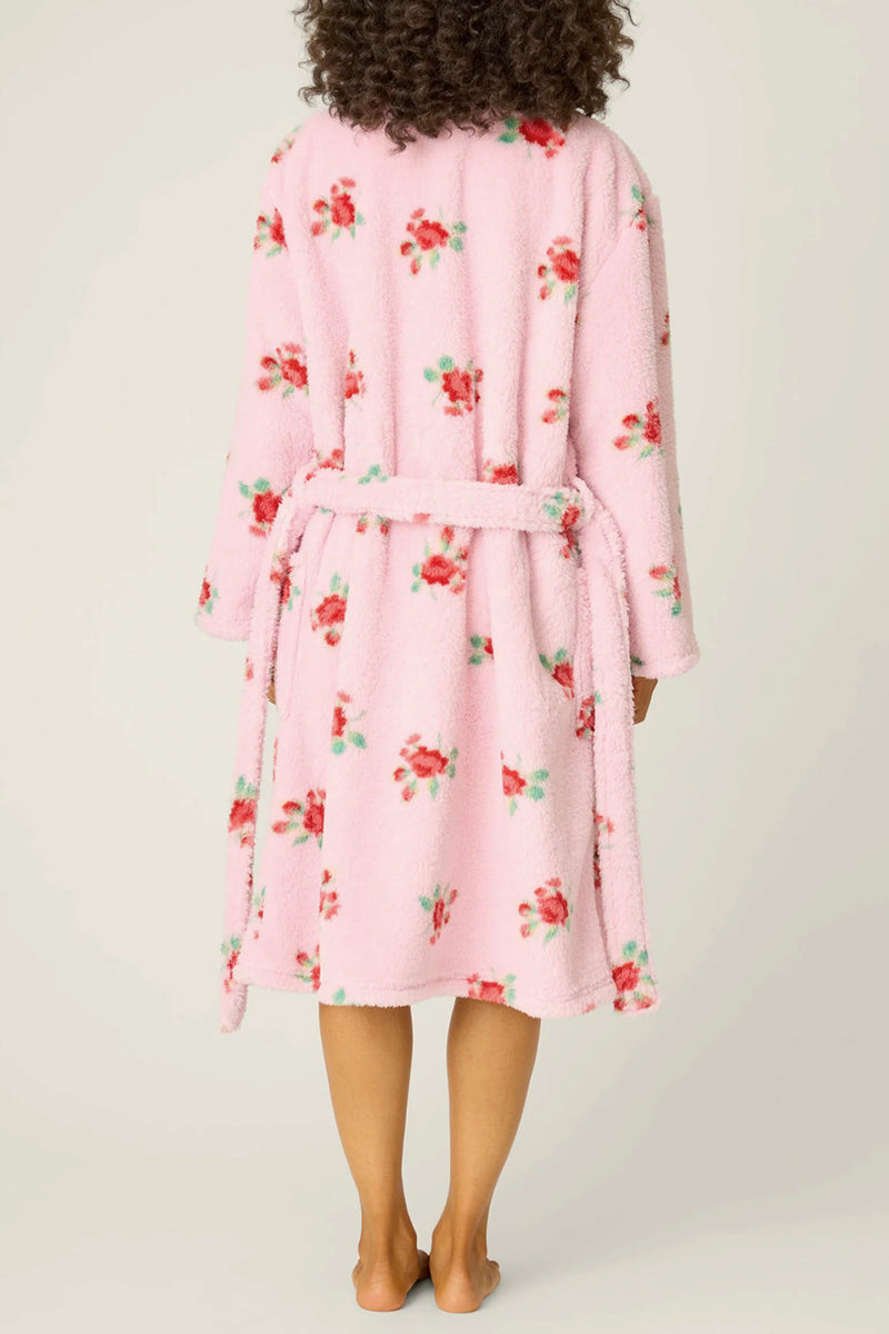 Rose Print Plush Robe