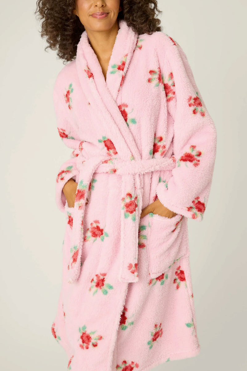 Rose Print Plush Robe
