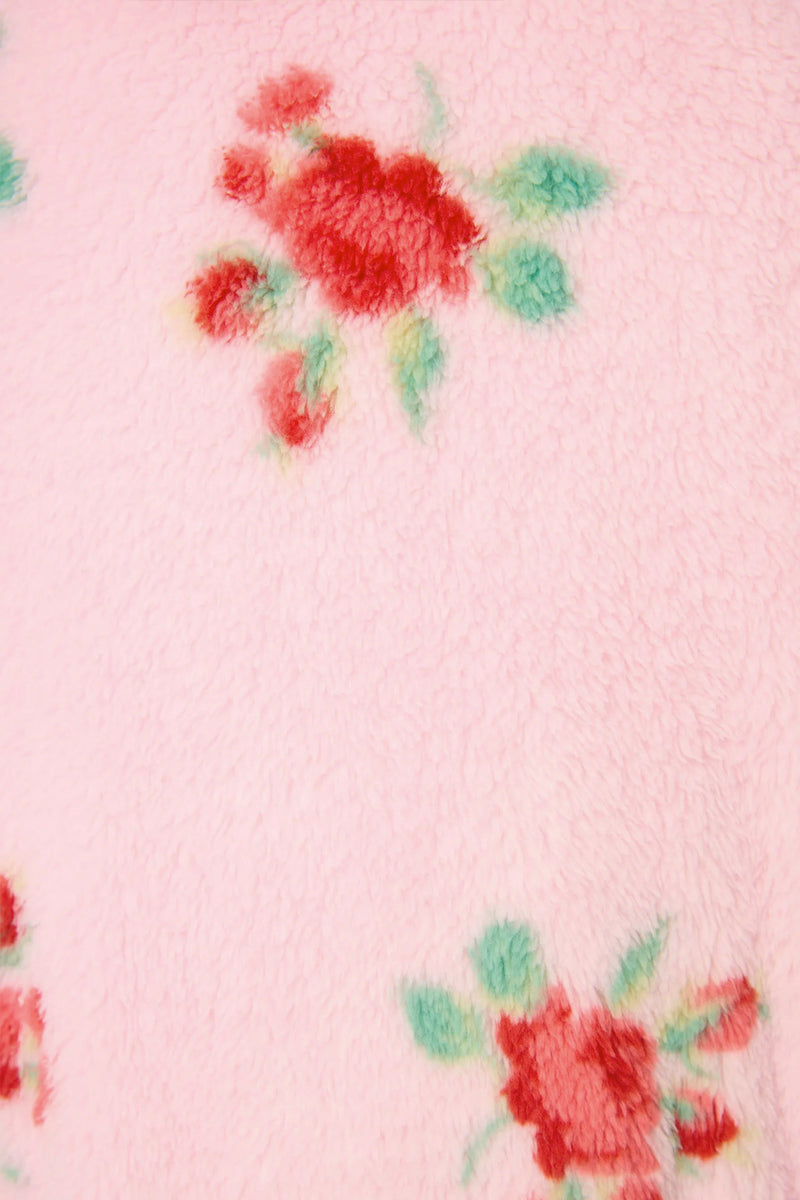 Rose Print Plush Robe
