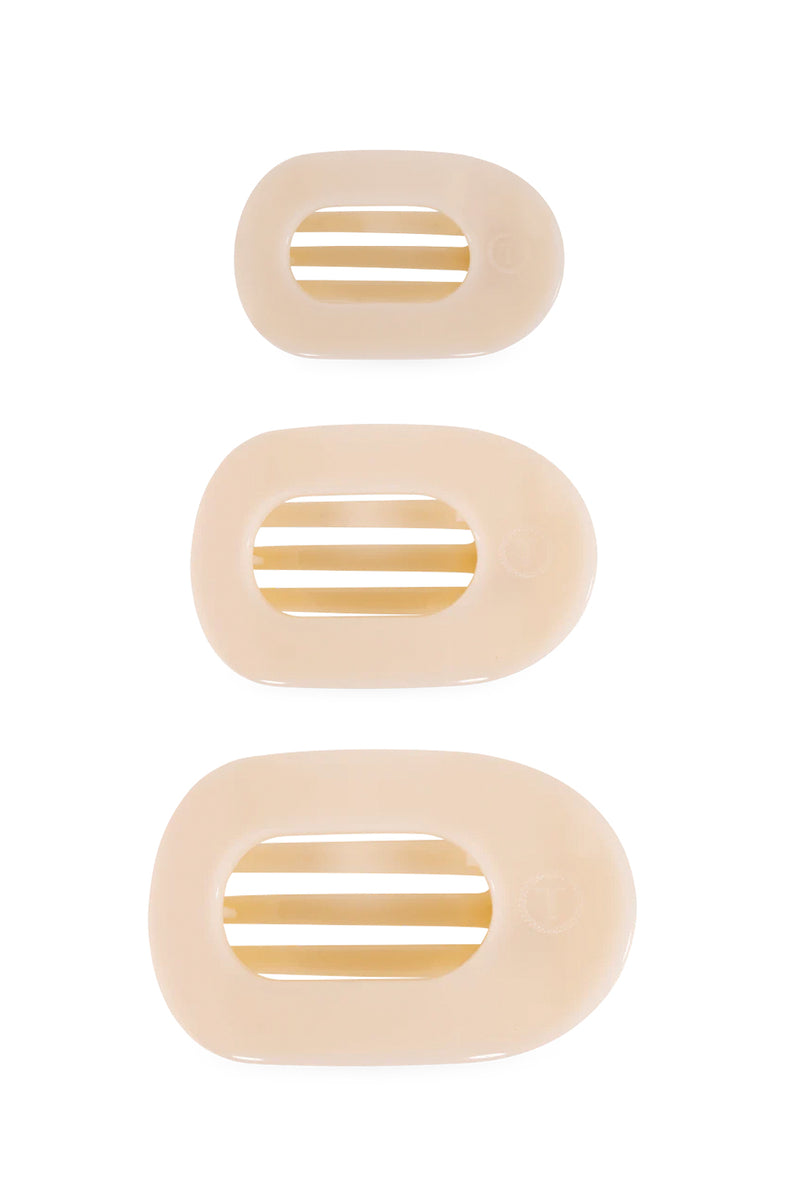 Flat Round Almond Beige Clip - 3 sizes