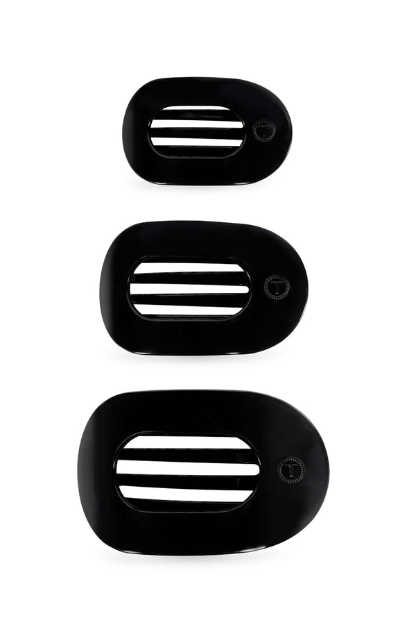 Flat Round Jet Black Clip - 3 sizes