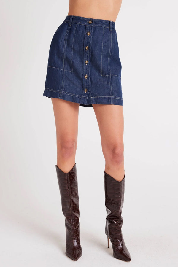 Seamed Button Front Skirt