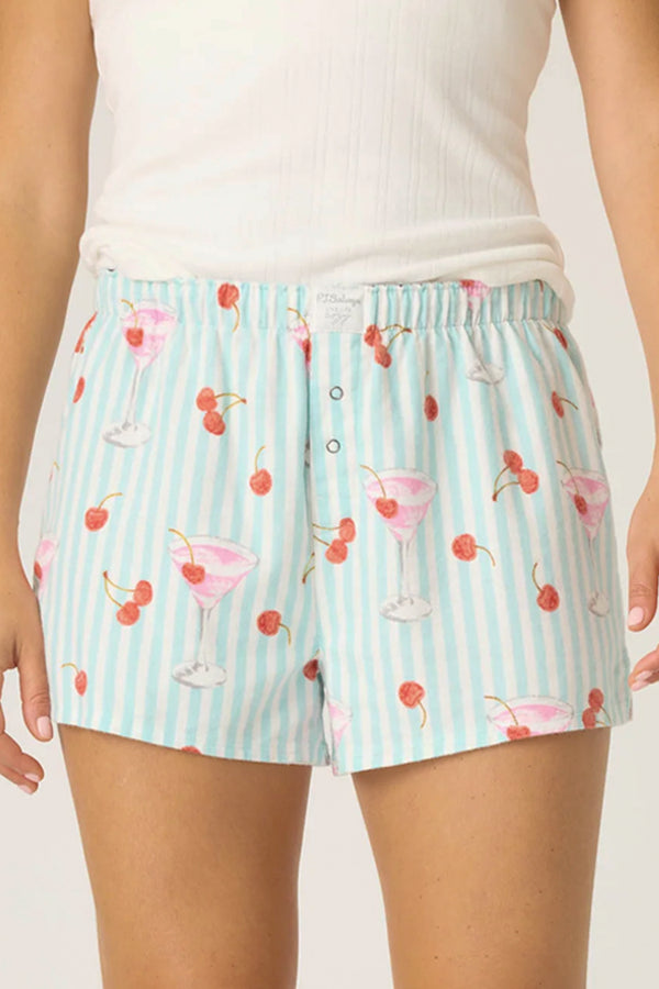 Ma Cherie Cherry Print Flannel Shorts