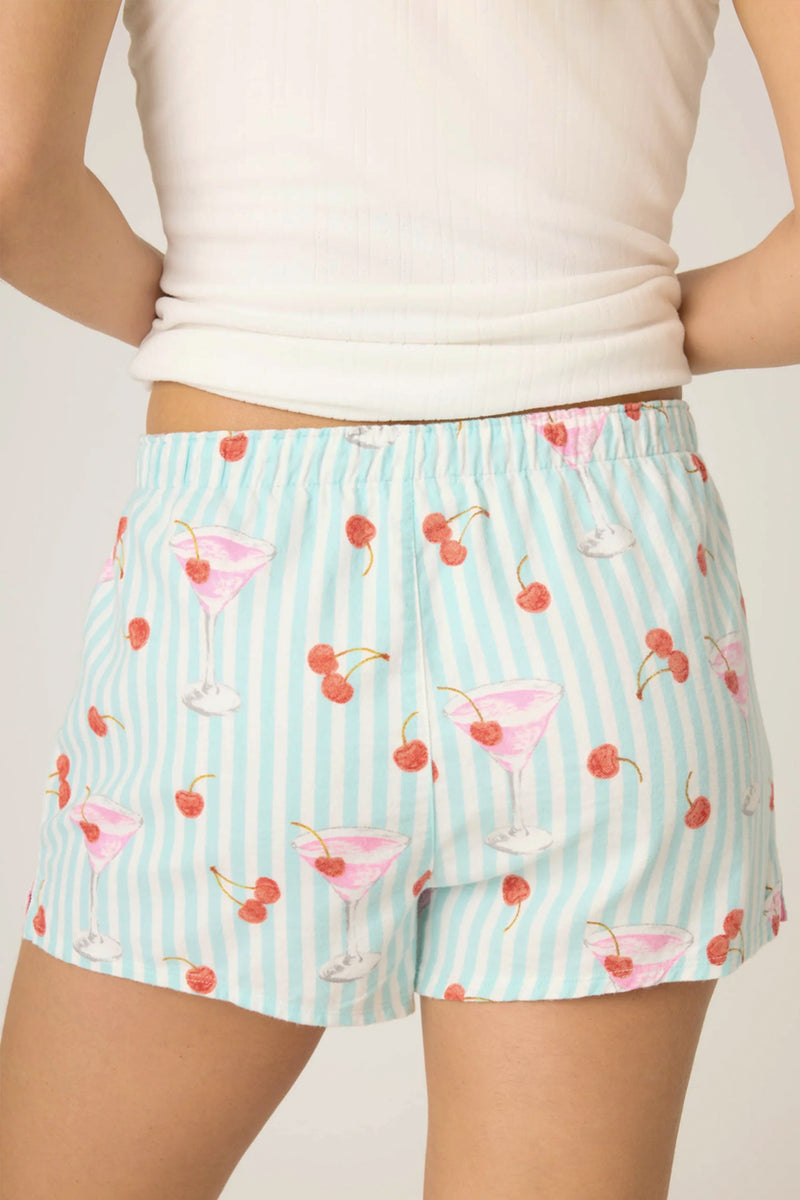 Ma Cherie Cherry Print Flannel Shorts