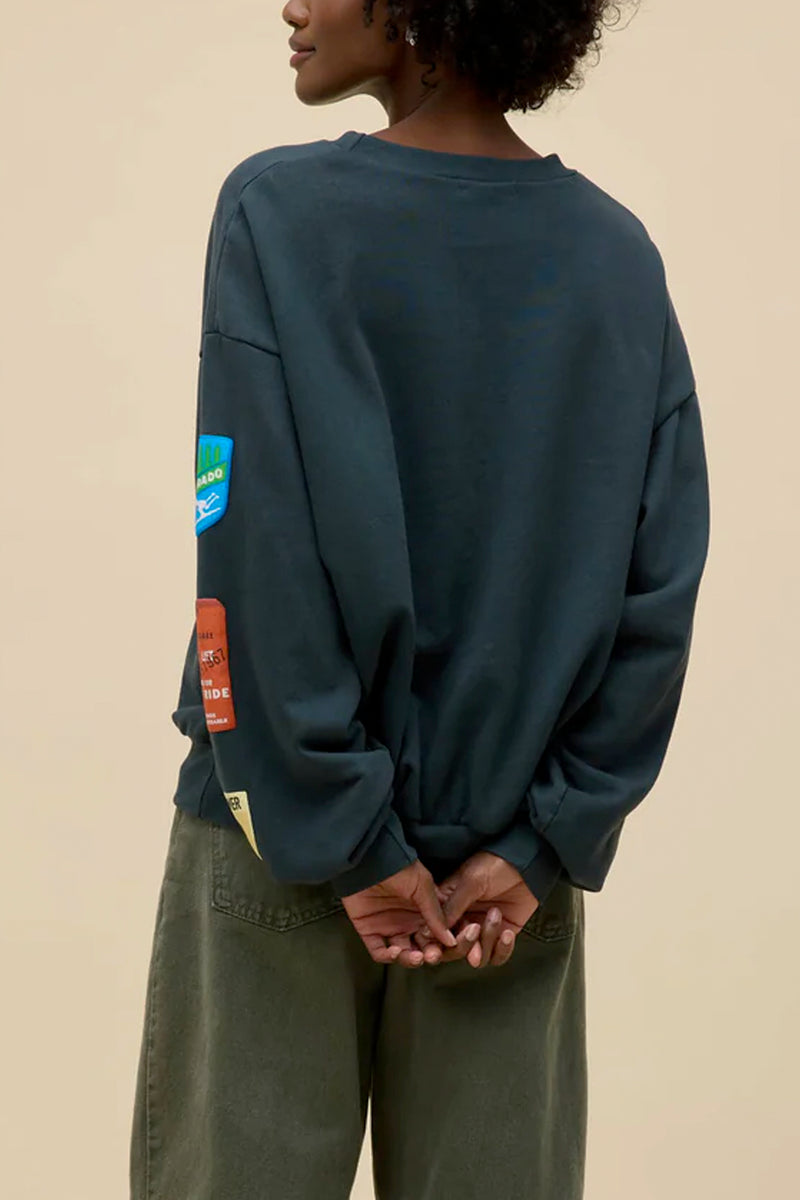 Ski Patch & Pass Collector Oversized Crew Sweatshirt