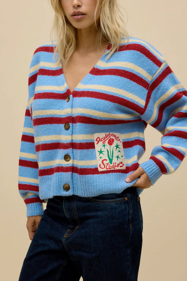 Striped V-Neck Slouch Cardigan