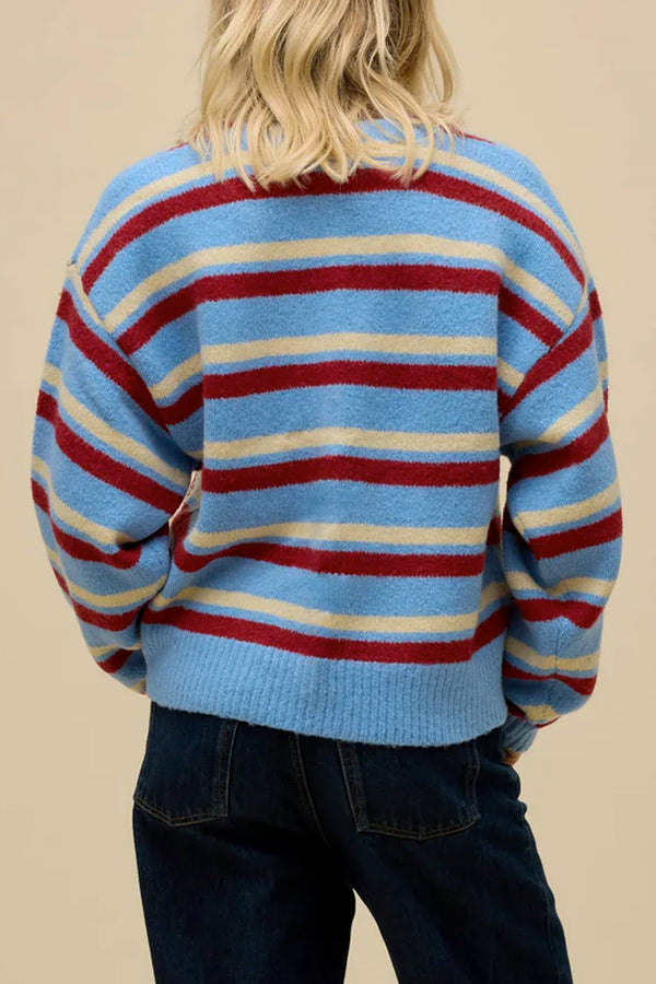 Striped V-Neck Slouch Cardigan