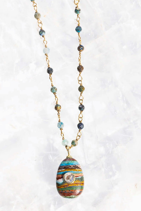 Tiny Amulet Necklace - Rainbow Calsilica