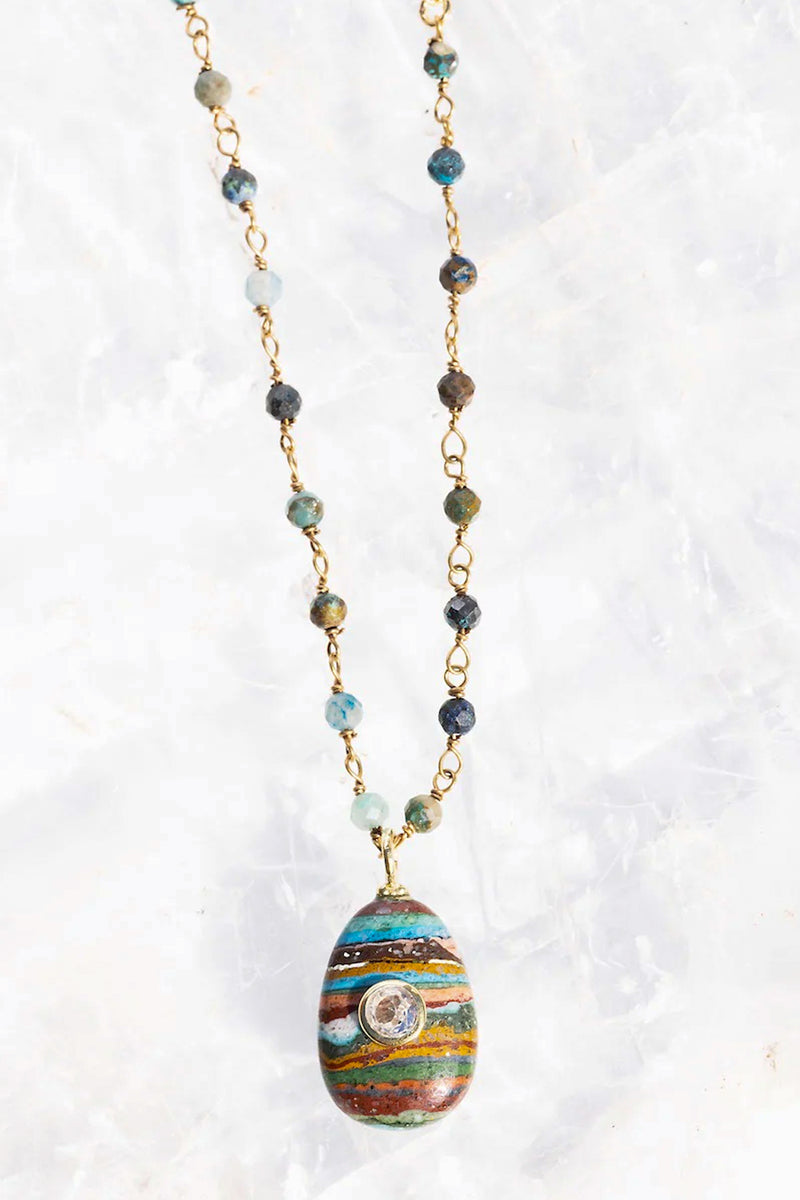Tiny Amulet Necklace - Rainbow Calsilica