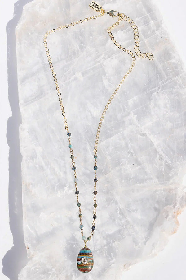 Tiny Amulet Necklace - Rainbow Calsilica