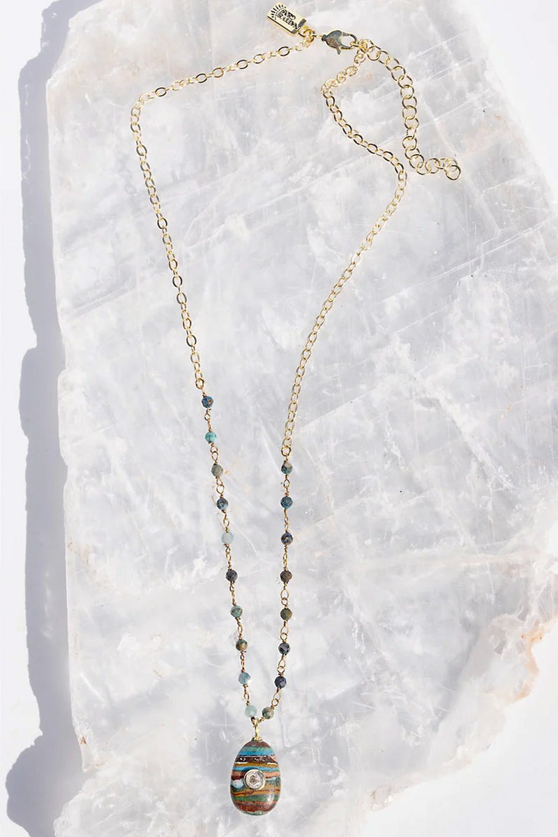 Tiny Amulet Necklace - Rainbow Calsilica