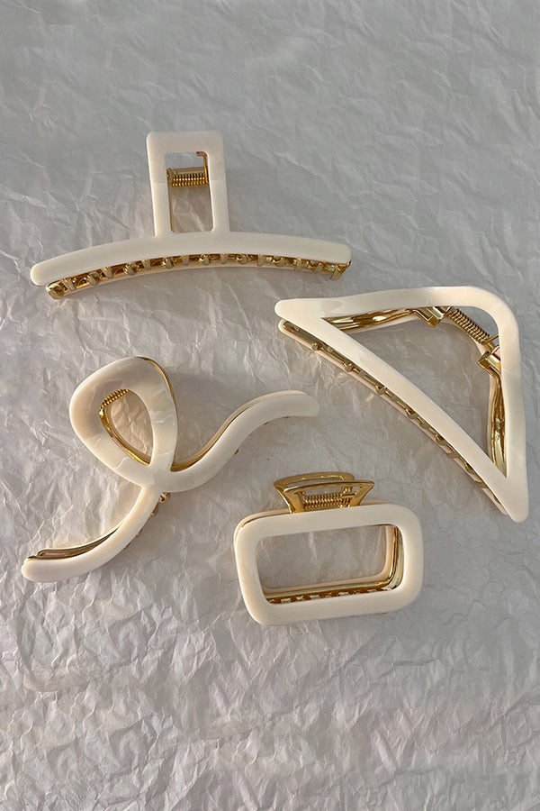 Vera Ivory Gold Metal Claw Clip