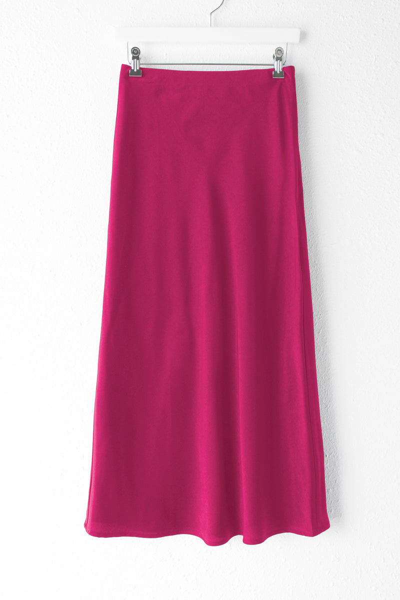 Athena Sateen Bias Cut Midi Skirt