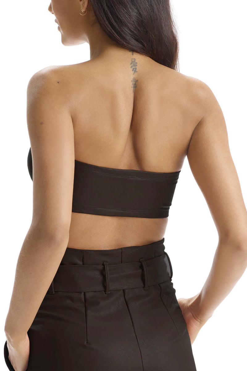 Faux Leather Bandeau Bralette