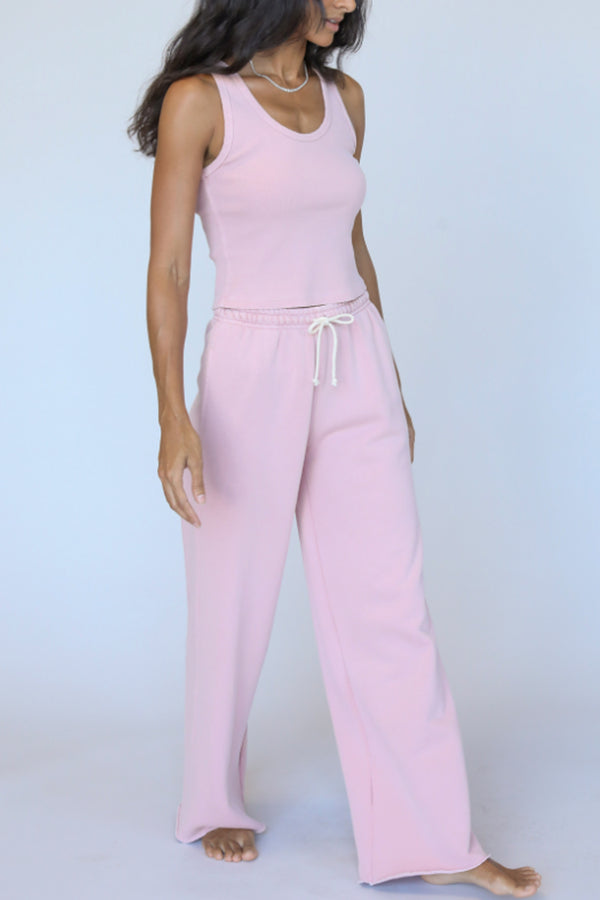 Hailey Structured Wide Leg Fleece Pant