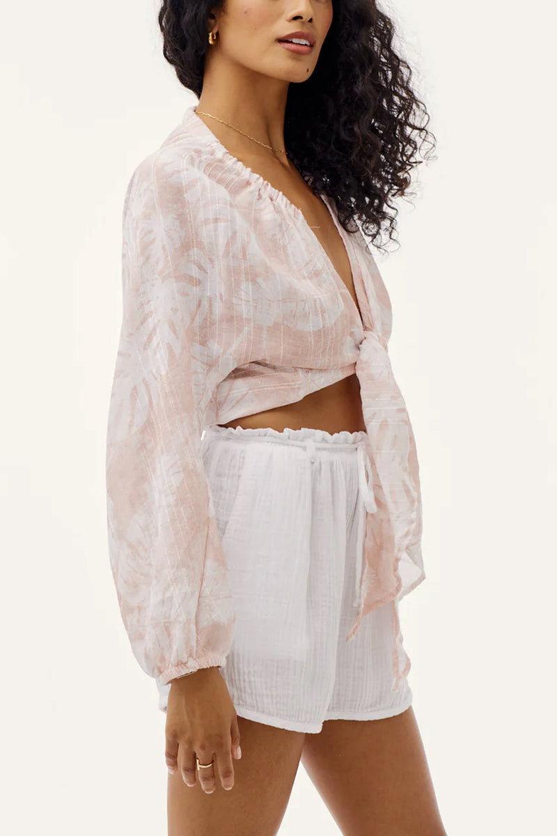 Long Sleeve Tie Front Top