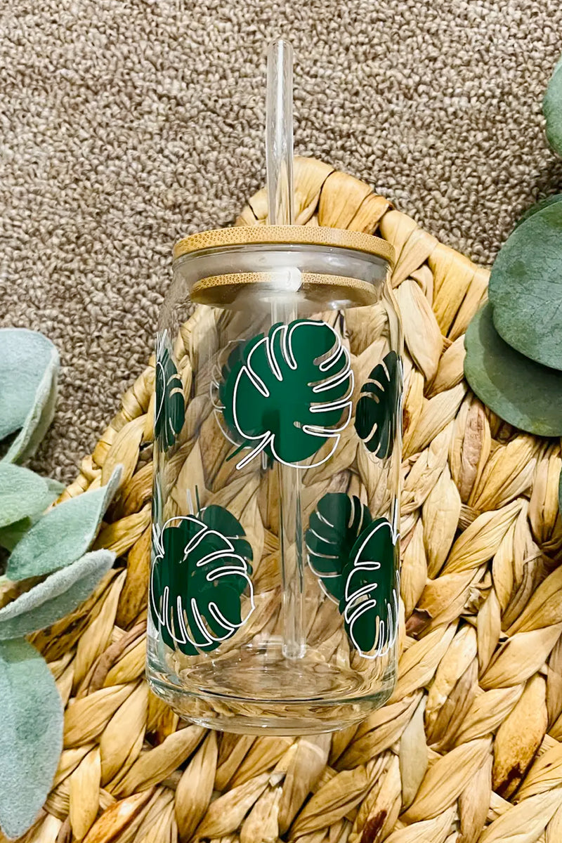 Monstera Beer Can Glass
