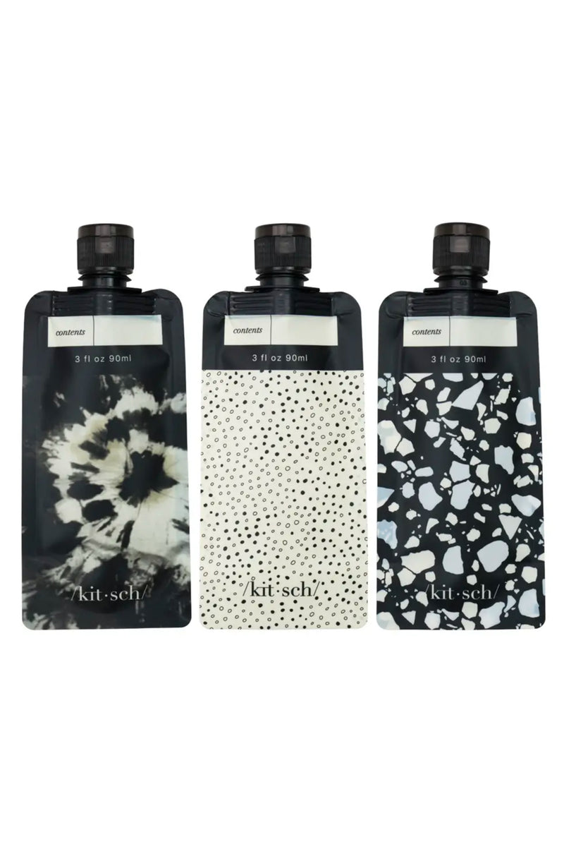 Refillable Travel Pouches 3pc Set (Assorted Colors & Prints)